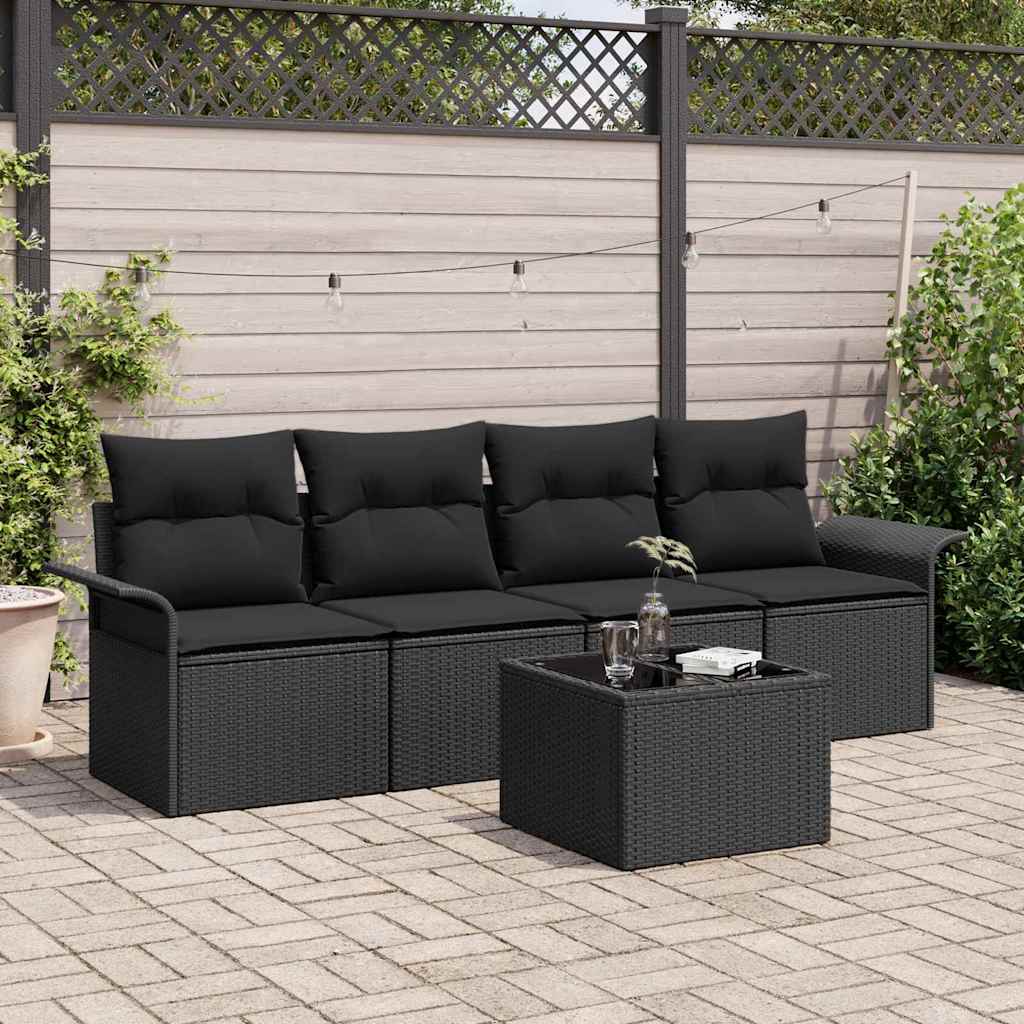 5-Teiliges Garten-Sofa-Set Mit Kissen In Aus Poly Rattan