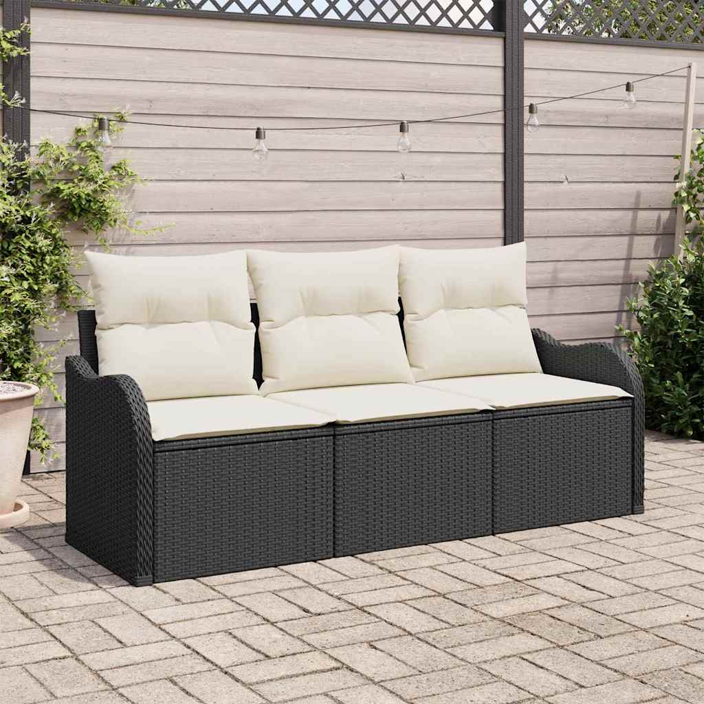3-Teiliges Garten-Sofa-Set Mit Kissen Poly Rattan