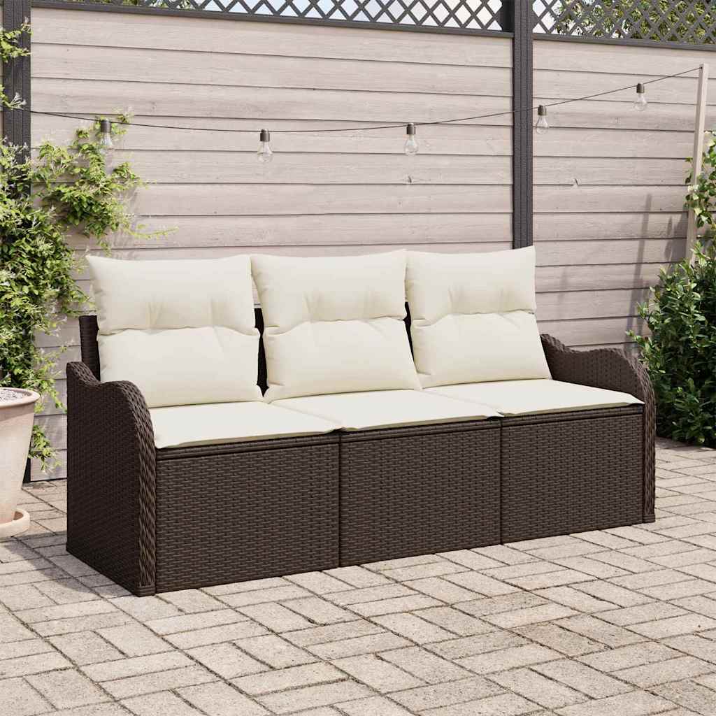 3-Teiliges Garten-Sofa-Set Mit Kissen Poly Rattan