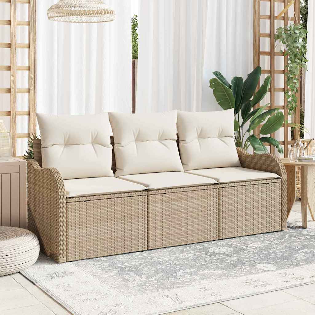 3-Teiliges Garten-Sofa-Set Mit Kissen Poly Rattan