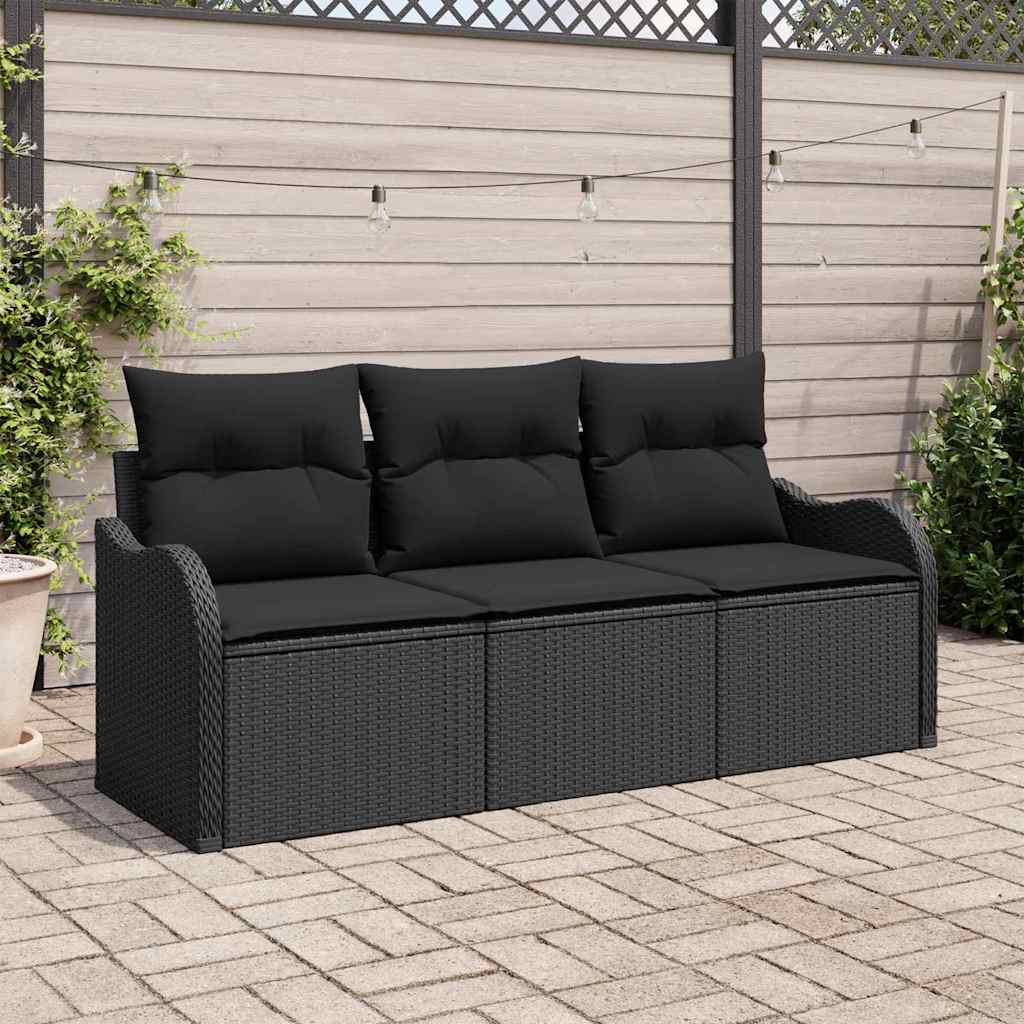 3-Teiliges Garten-Sofa-Set Mit Kissen Poly Rattan