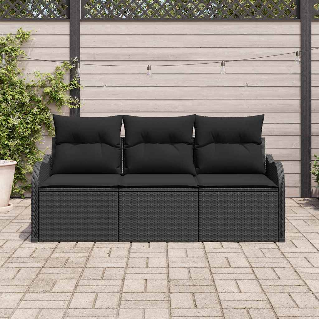 3-Teiliges Garten-Sofa-Set Mit Kissen Poly Rattan