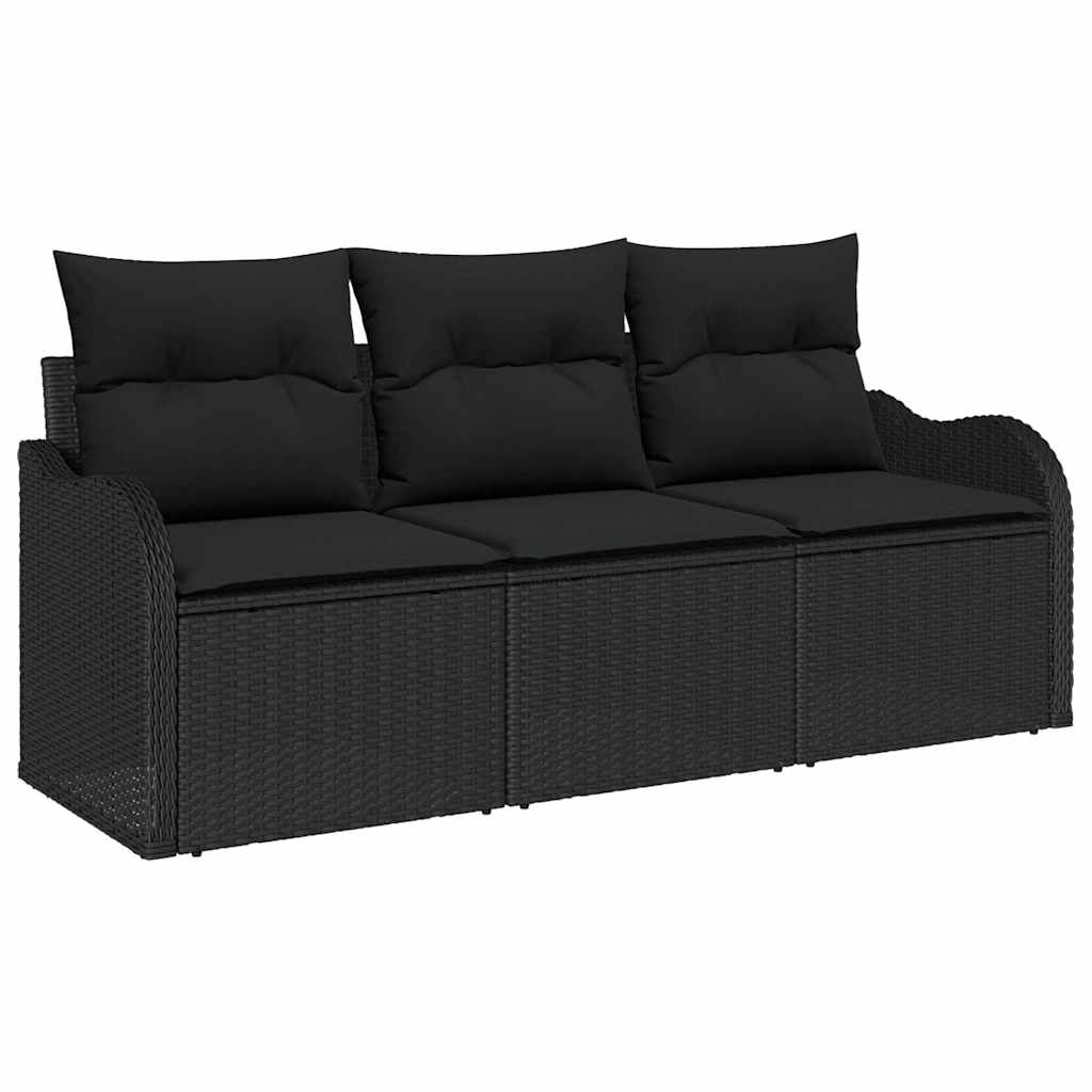 3-Teiliges Garten-Sofa-Set Mit Kissen Poly Rattan
