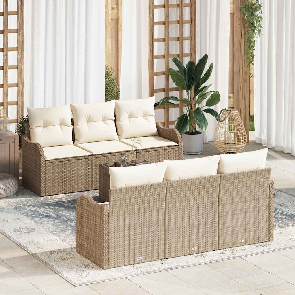 7-Teiliges Garten-Sofa-Set Mit Kissen In Aus Poly-Rattan