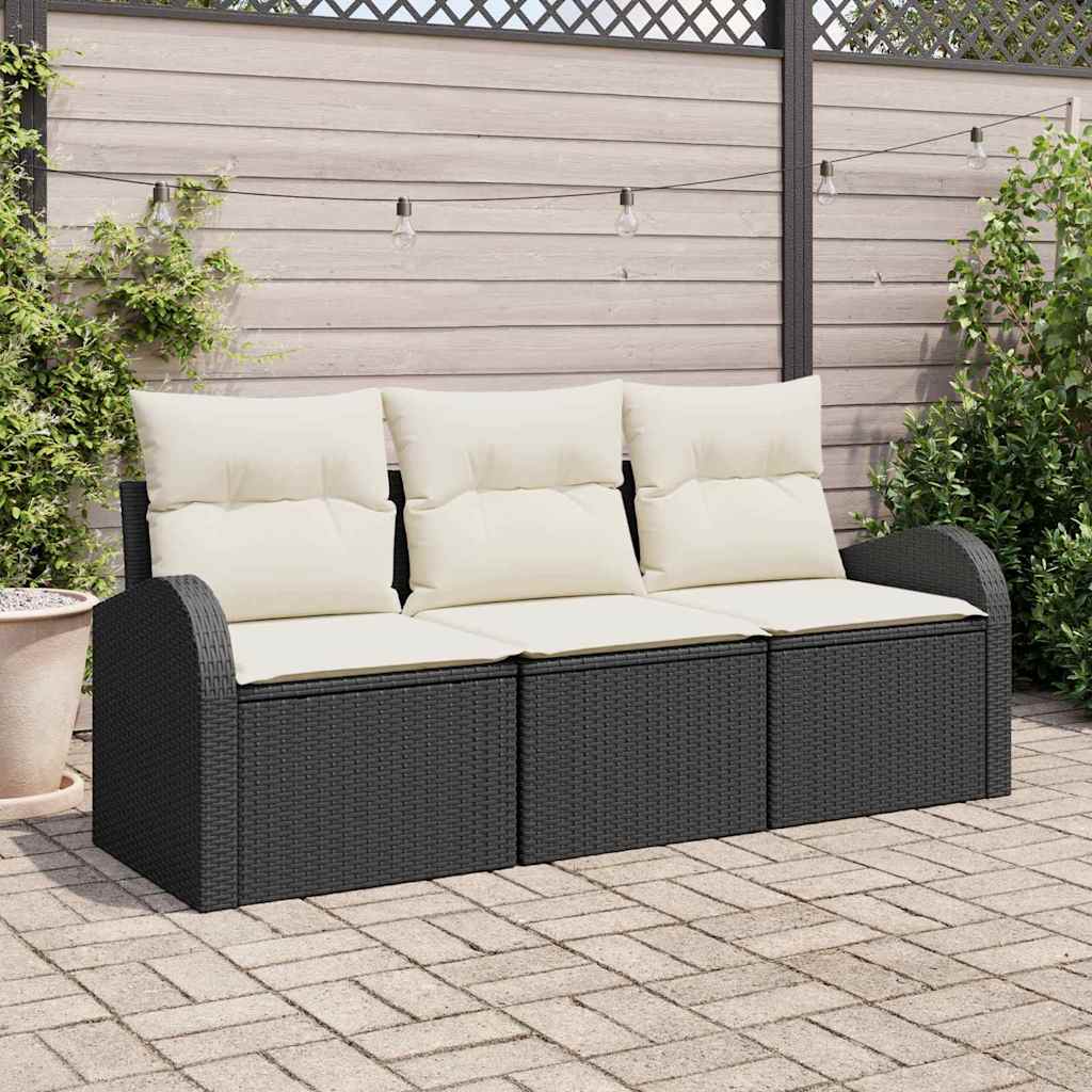 3-Teiliges Garten-Sofa-Set Mit Kissen Poly Rattan