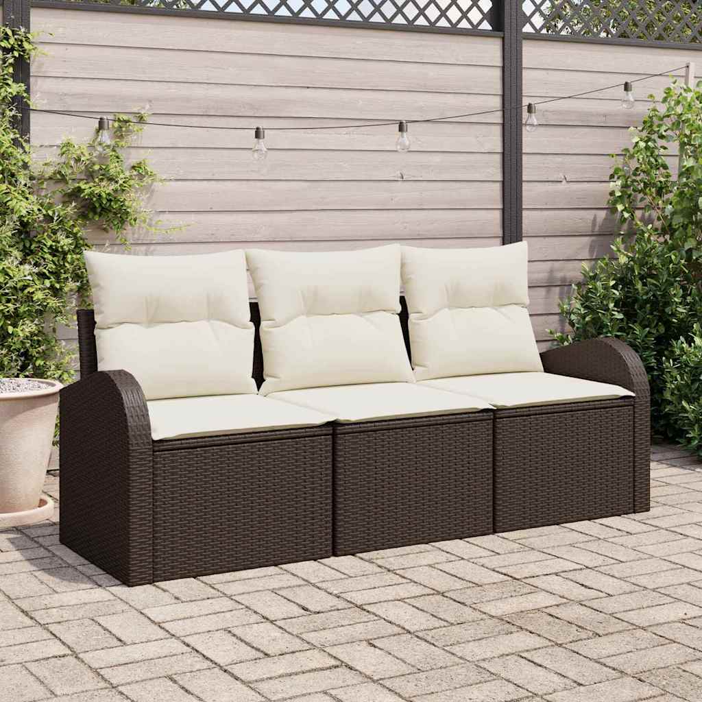 3-Teiliges Garten-Sofa-Set Mit Kissen Poly Rattan