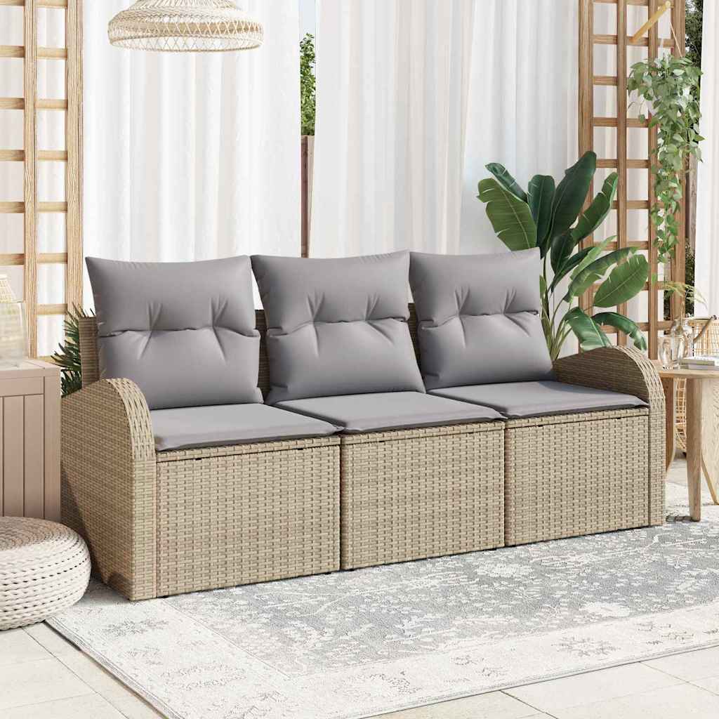 3-Teiliges Garten-Sofa-Set Mit Kissen Poly Rattan