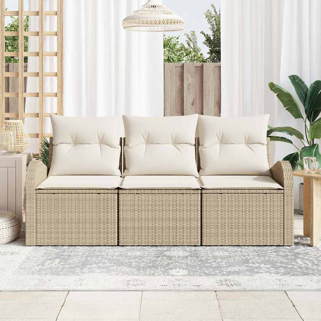 3-Teiliges Garten-Sofa-Set Mit Kissen Poly Rattan