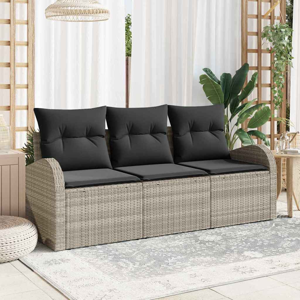 3-Teiliges Garten-Sofa-Set Mit Kissen Poly Rattan