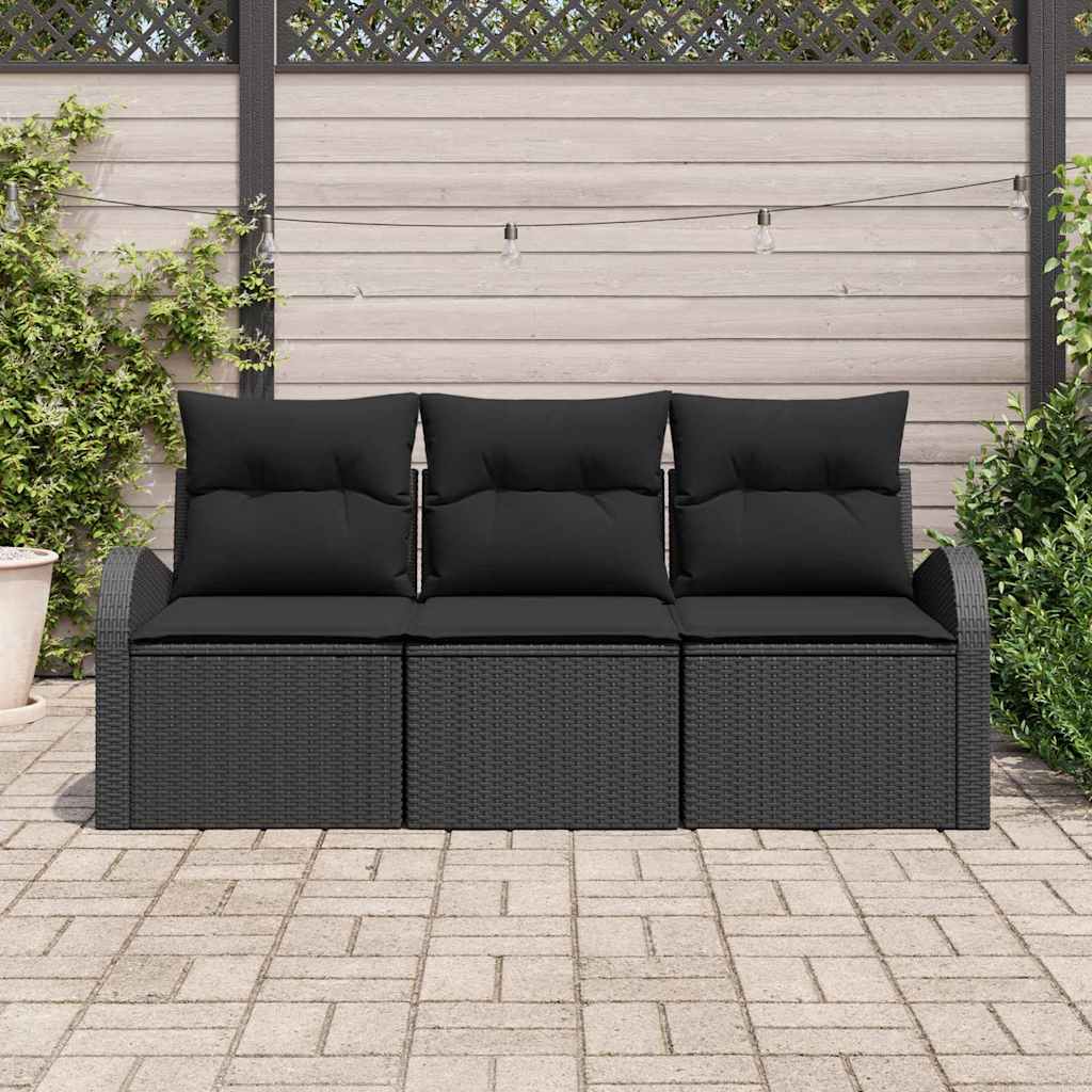 3-Teiliges Garten-Sofa-Set Mit Kissen Poly Rattan