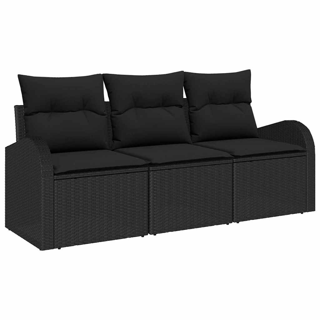 3-Teiliges Garten-Sofa-Set Mit Kissen Poly Rattan