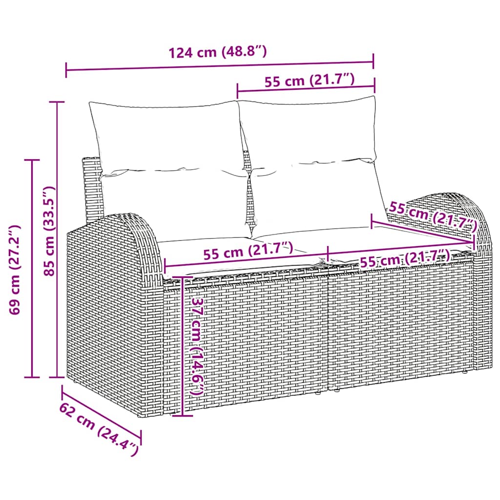 3-Teiliges Garten-Sofa-Set Mit Kissen Poly Rattan