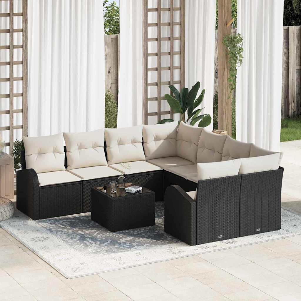9-Teiliges Garten-Sofa-Set Mit Kissen In Aus Poly Rattan