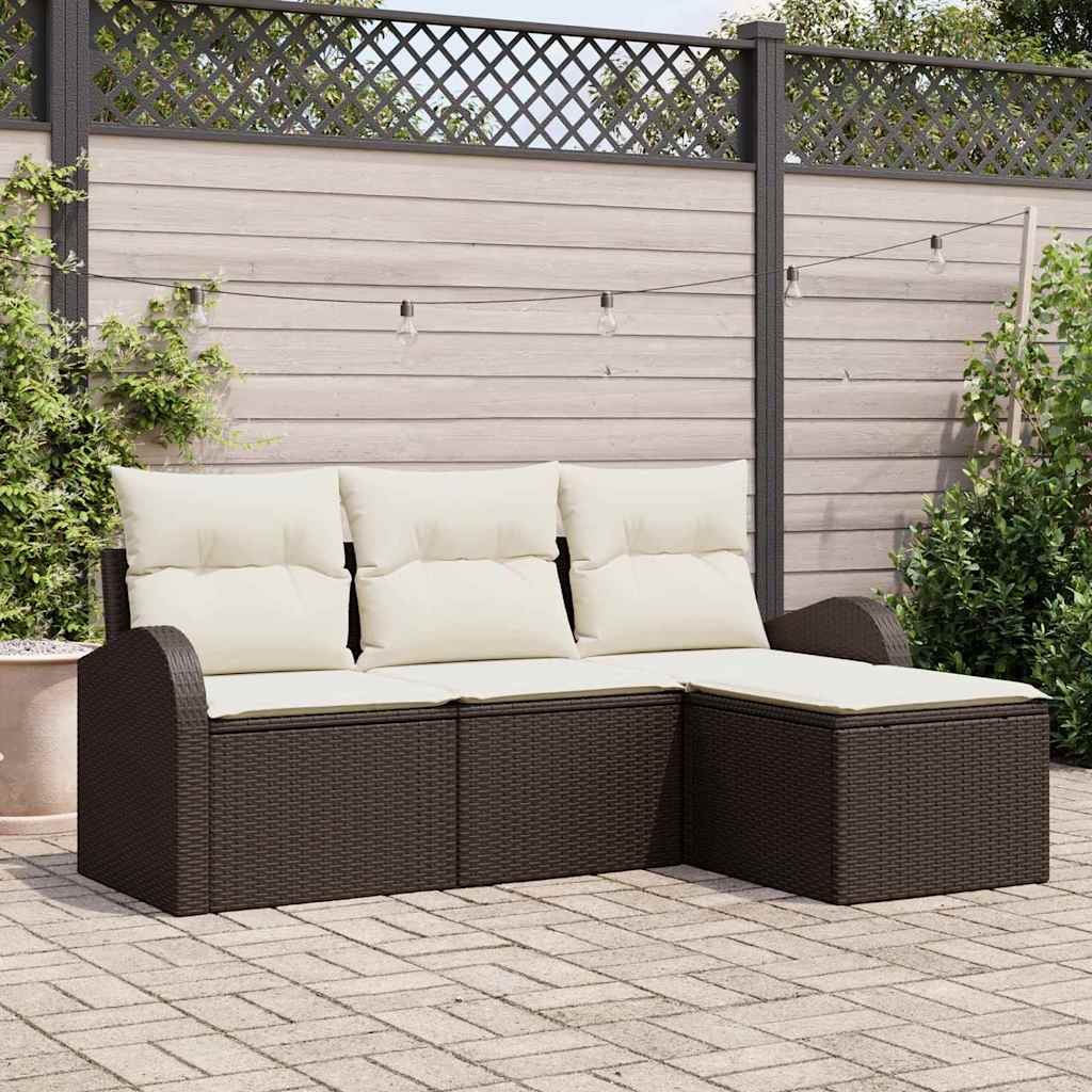4-Teiliges Garten Sofa Set Mit Kissen Poly Rattan