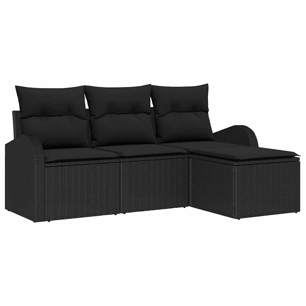 4-Teiliges Garten Sofa Set Mit Kissen Poly Rattan
