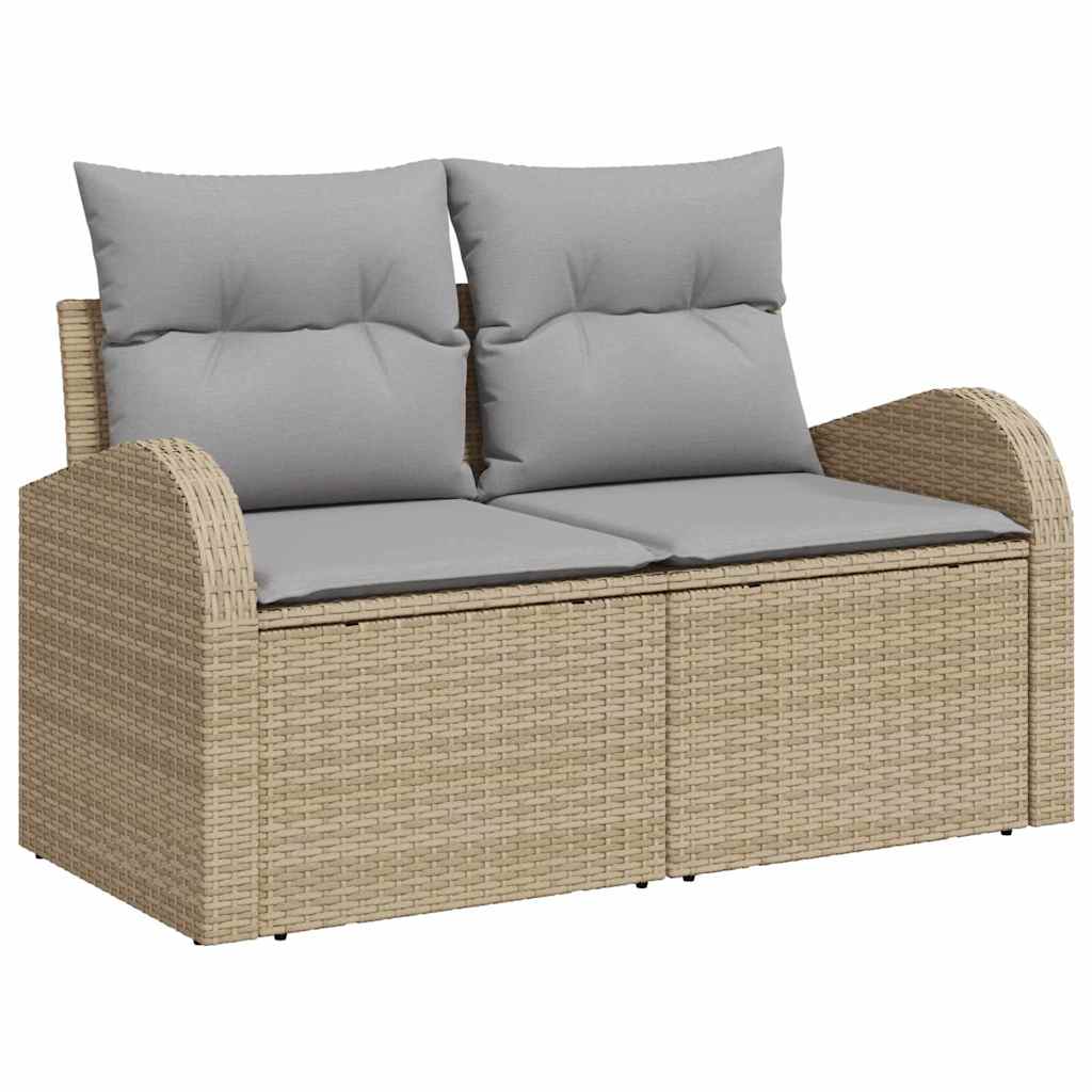 5-Teilige Garten-Sofa-Set Mit Kissen Schwarz Poly-Rattan