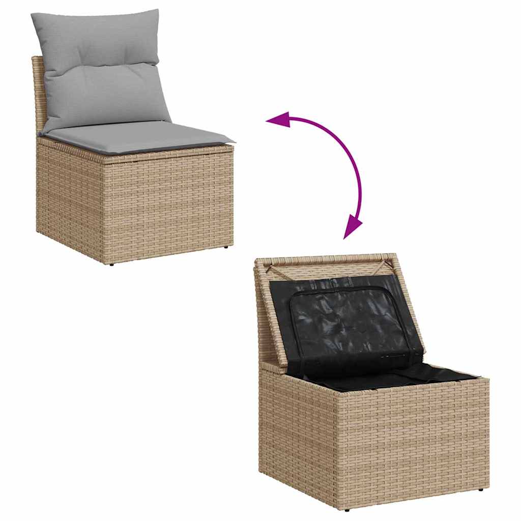 5-Teilige Garten-Sofa-Set Mit Kissen Schwarz Poly-Rattan