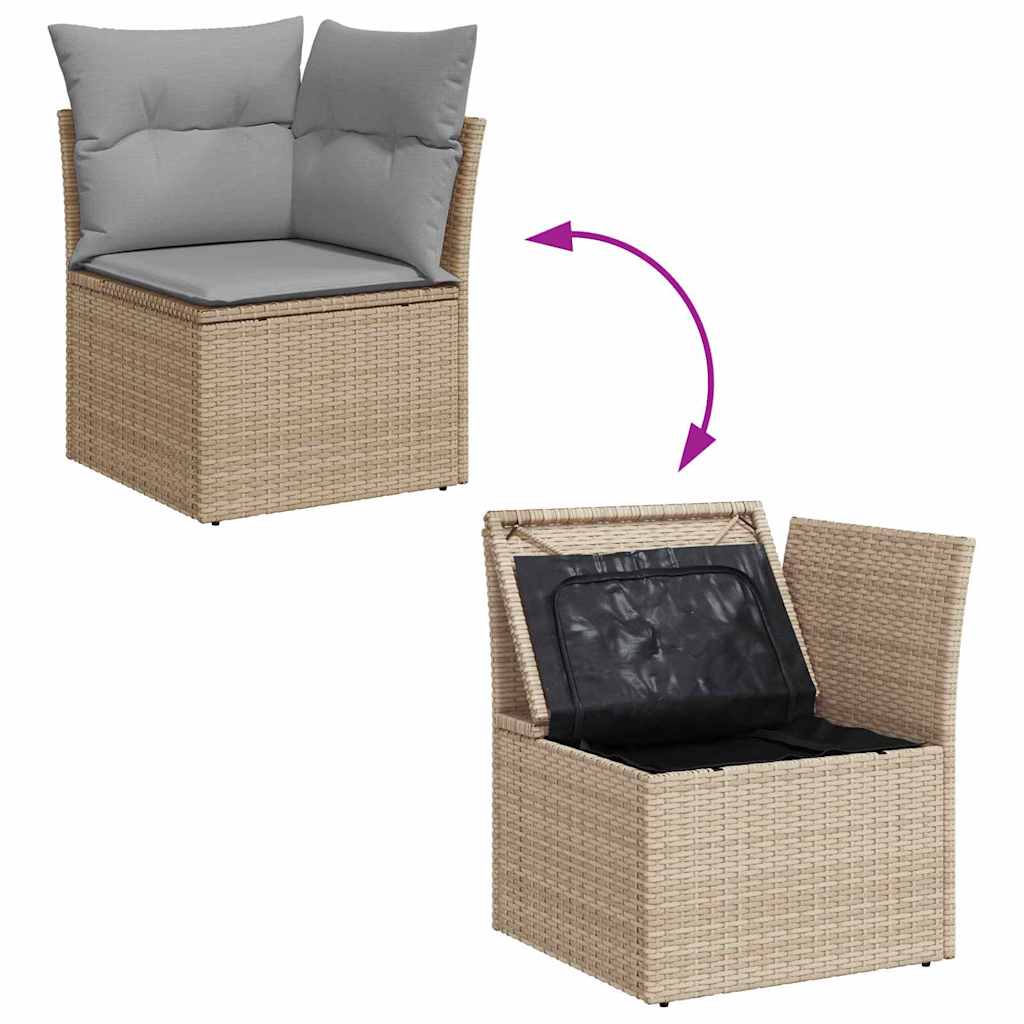 5-Teilige Garten-Sofa-Set Mit Kissen Schwarz Poly-Rattan