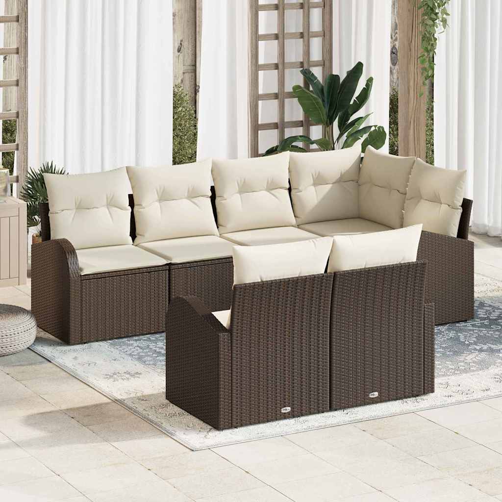 7-Teiliges Garten Sofa Set Mit Kissen Poly Rattan