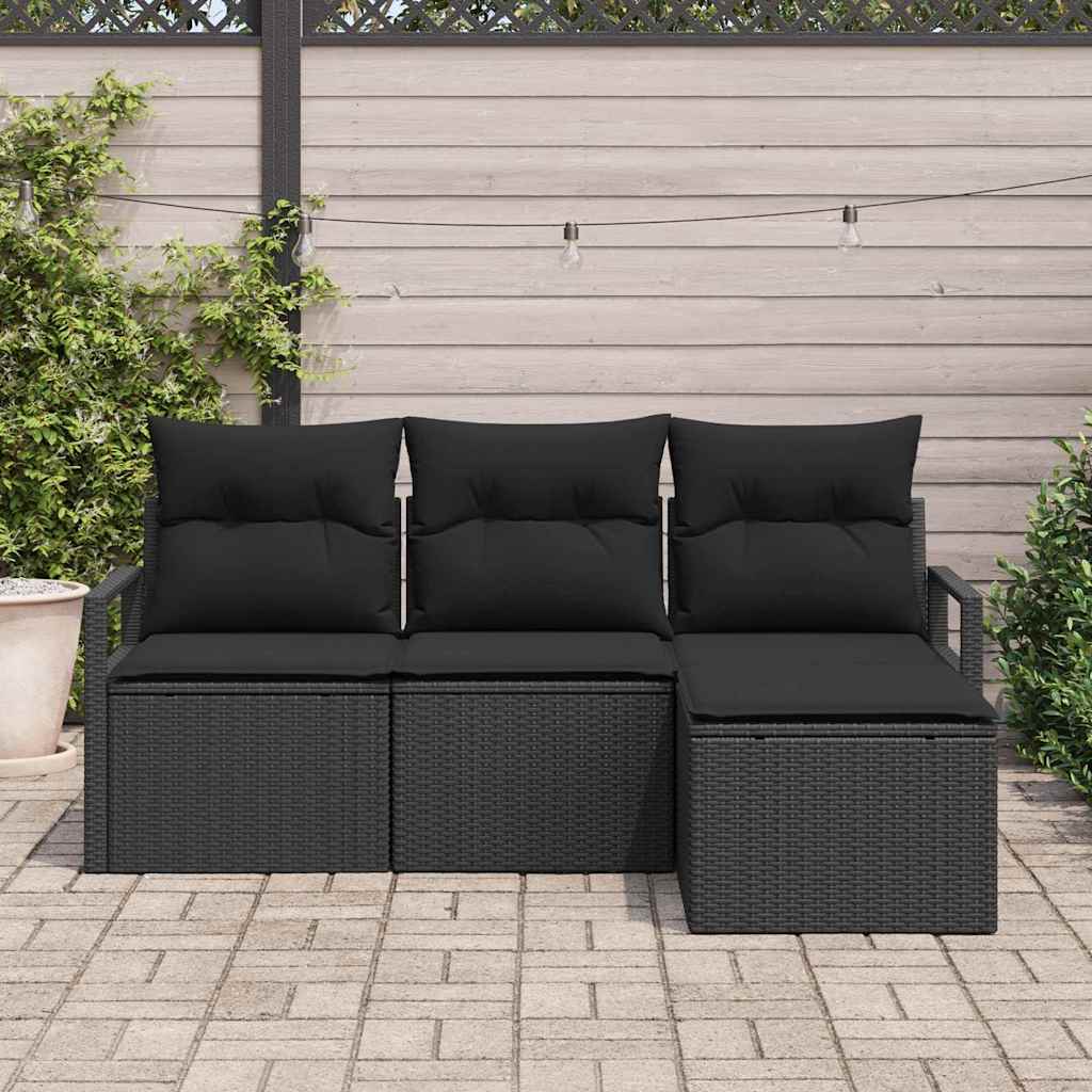 4-Teiliges Garten-Sofa-Set Mit Kissen In Aus Poly Rattan.