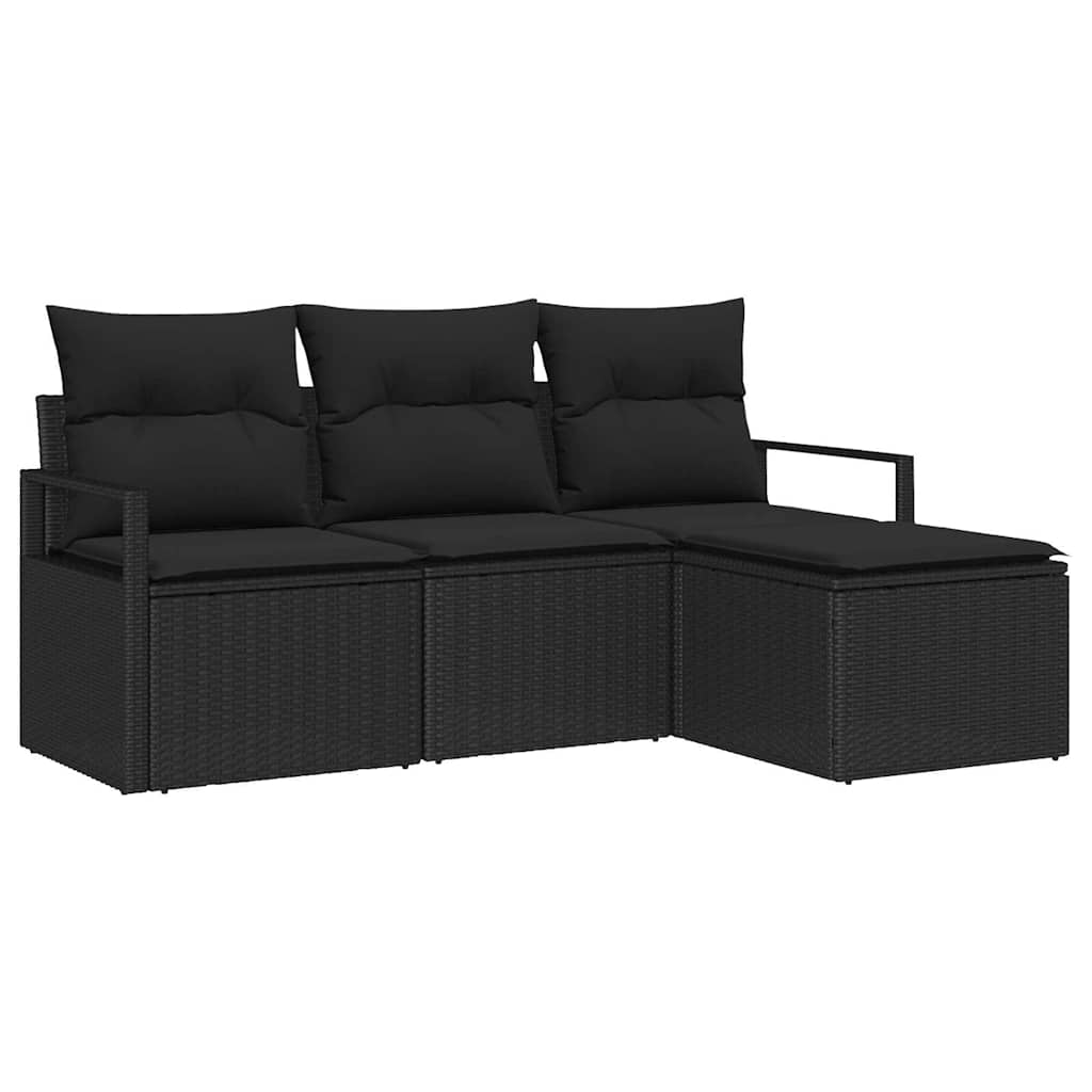 4-Teiliges Garten-Sofa-Set Mit Kissen In Aus Poly Rattan.