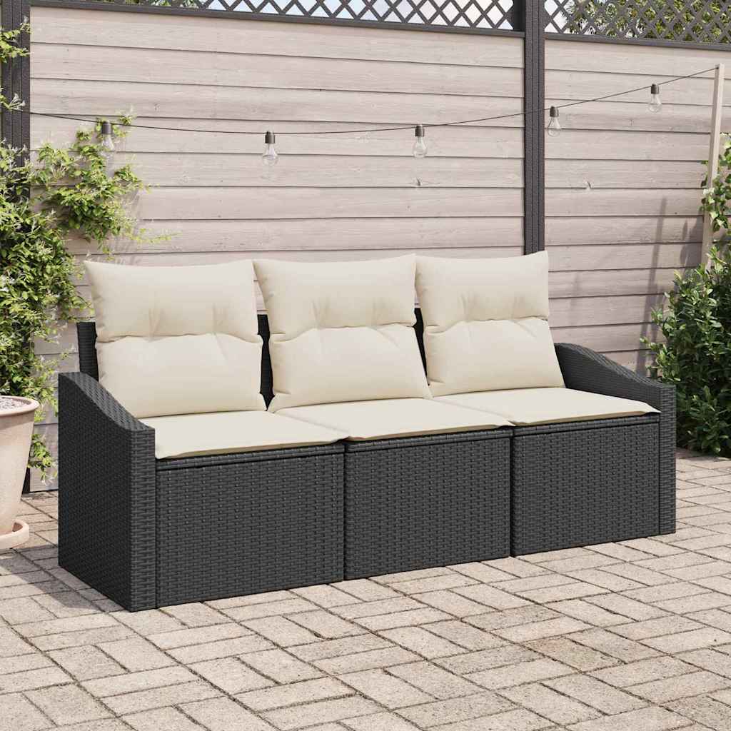 3-Teiliges Garten-Esszimmer-Set Mit Kissen In Aus Poly-Rattan
