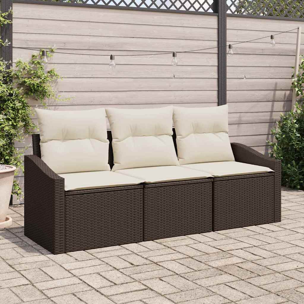 3-Teiliges Garten-Esszimmer-Set Mit Kissen In Aus Poly-Rattan