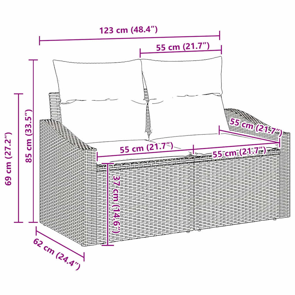 3-Teiliges Garten-Esszimmer-Set Mit Kissen In Aus Poly-Rattan