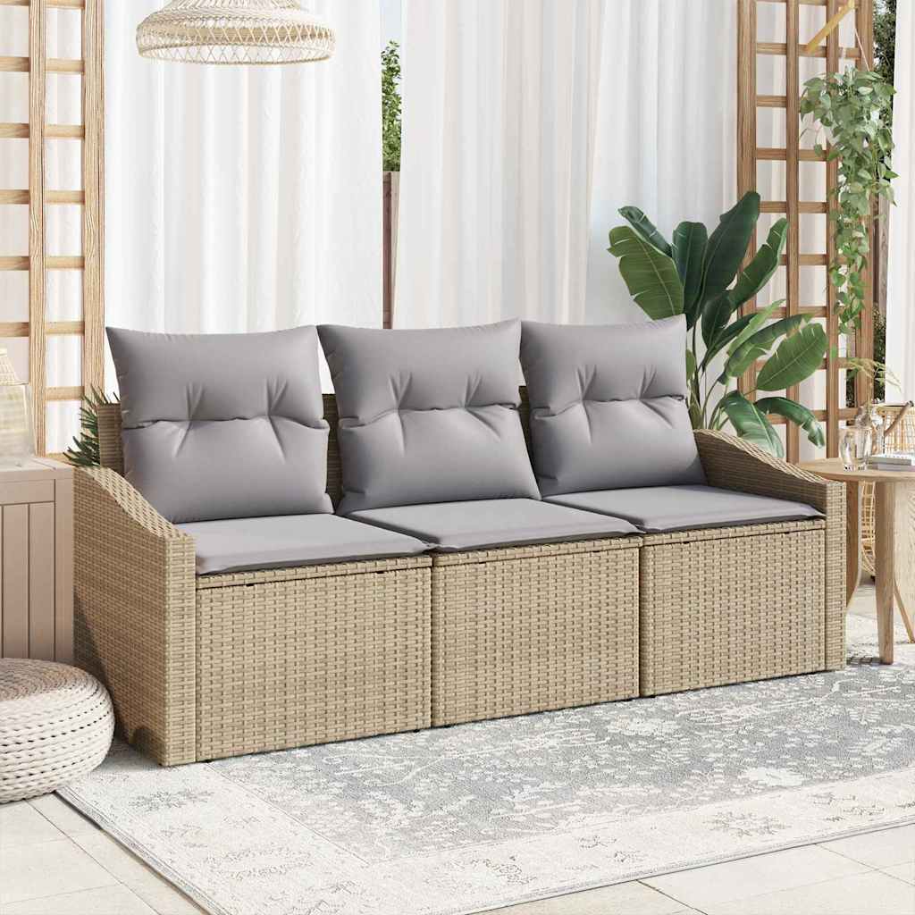 3-Teiliges Garten-Esszimmer-Set Mit Kissen In Aus Poly-Rattan