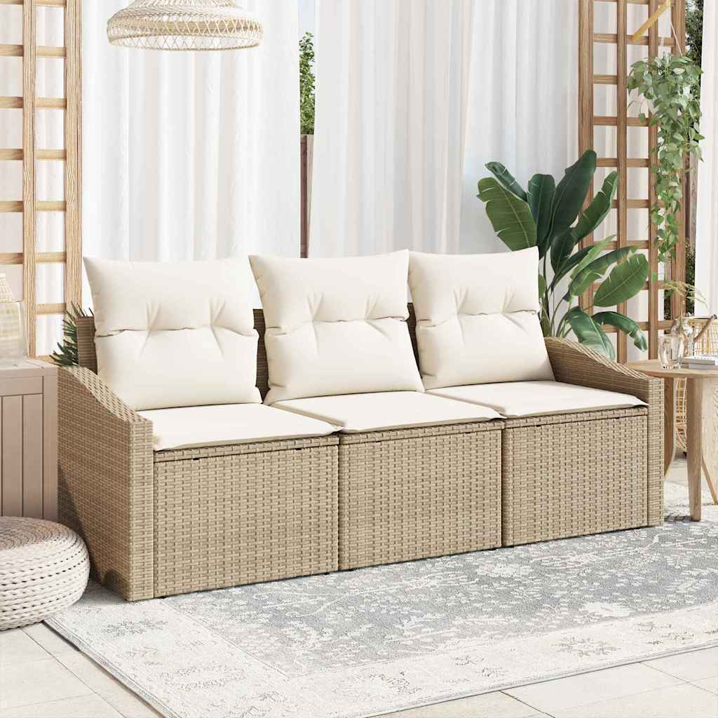 3-Teiliges Garten-Esszimmer-Set Mit Kissen In Aus Poly-Rattan