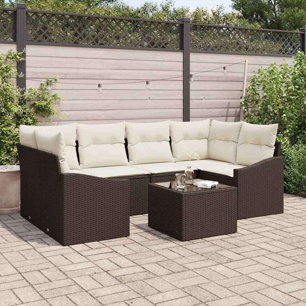 7-Teiliges Garten-Esszimmer-Set Mit Kissen In Aus Poly-Rattan