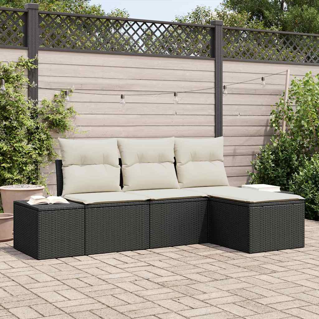 4-Teiliges Garten-Sofa-Set Mit Kissen In Aus Poly-Rattan