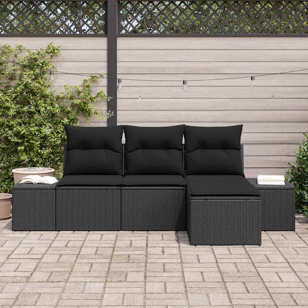 4-Teiliges Garten-Sofa-Set Mit Kissen In Aus Poly-Rattan