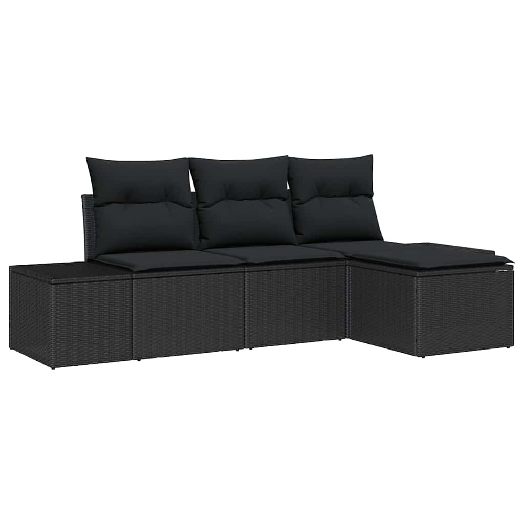 4-Teiliges Garten-Sofa-Set Mit Kissen In Aus Poly-Rattan