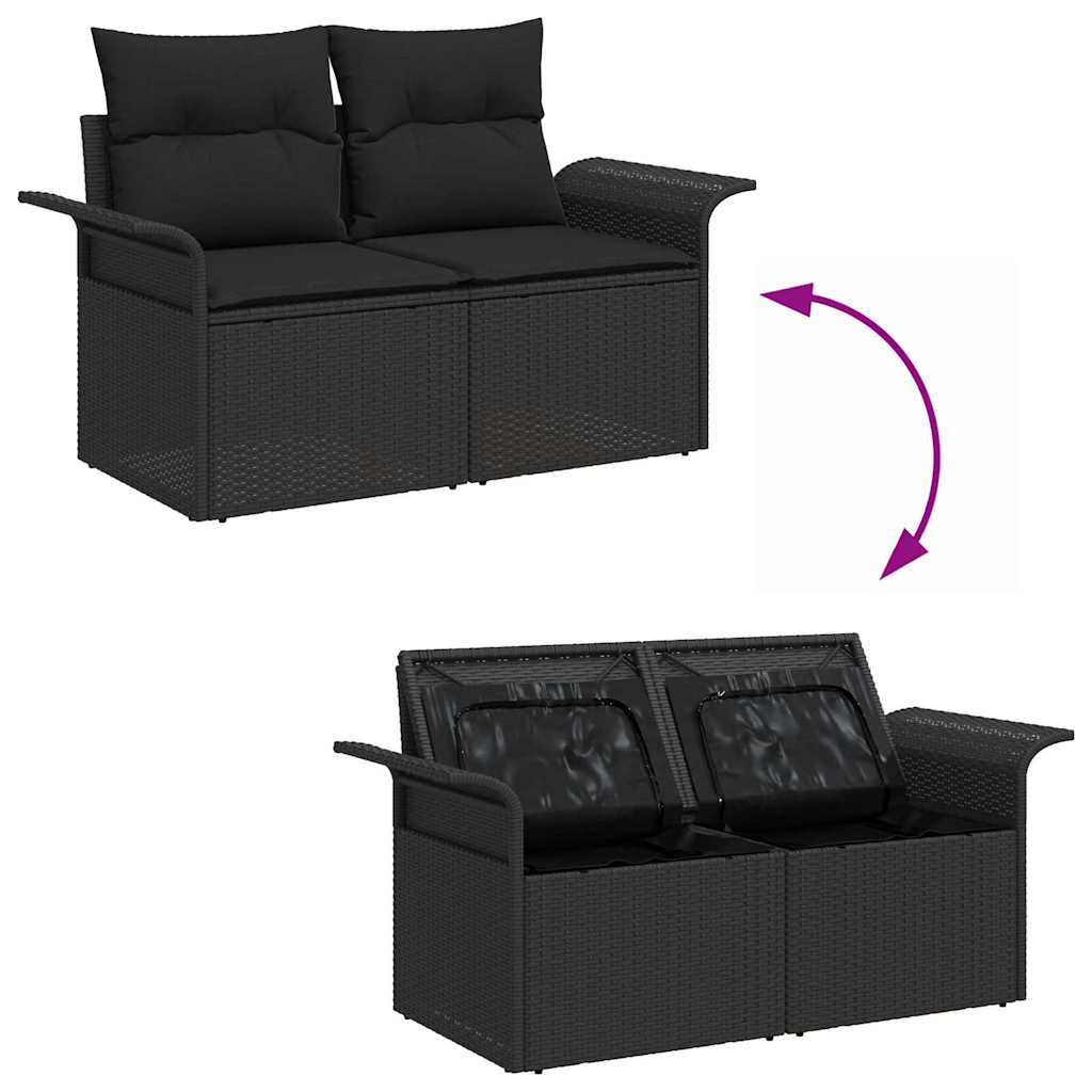 5-Teilige Garten Sofa Set Mit Kissen Poly Rattan Akazie