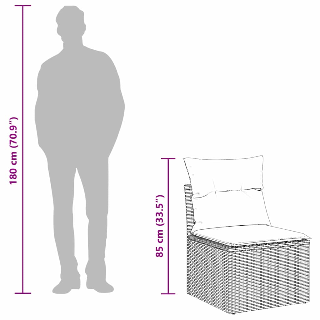 5-Teilige Garten Sofa Set Mit Kissen Poly Rattan Akazie