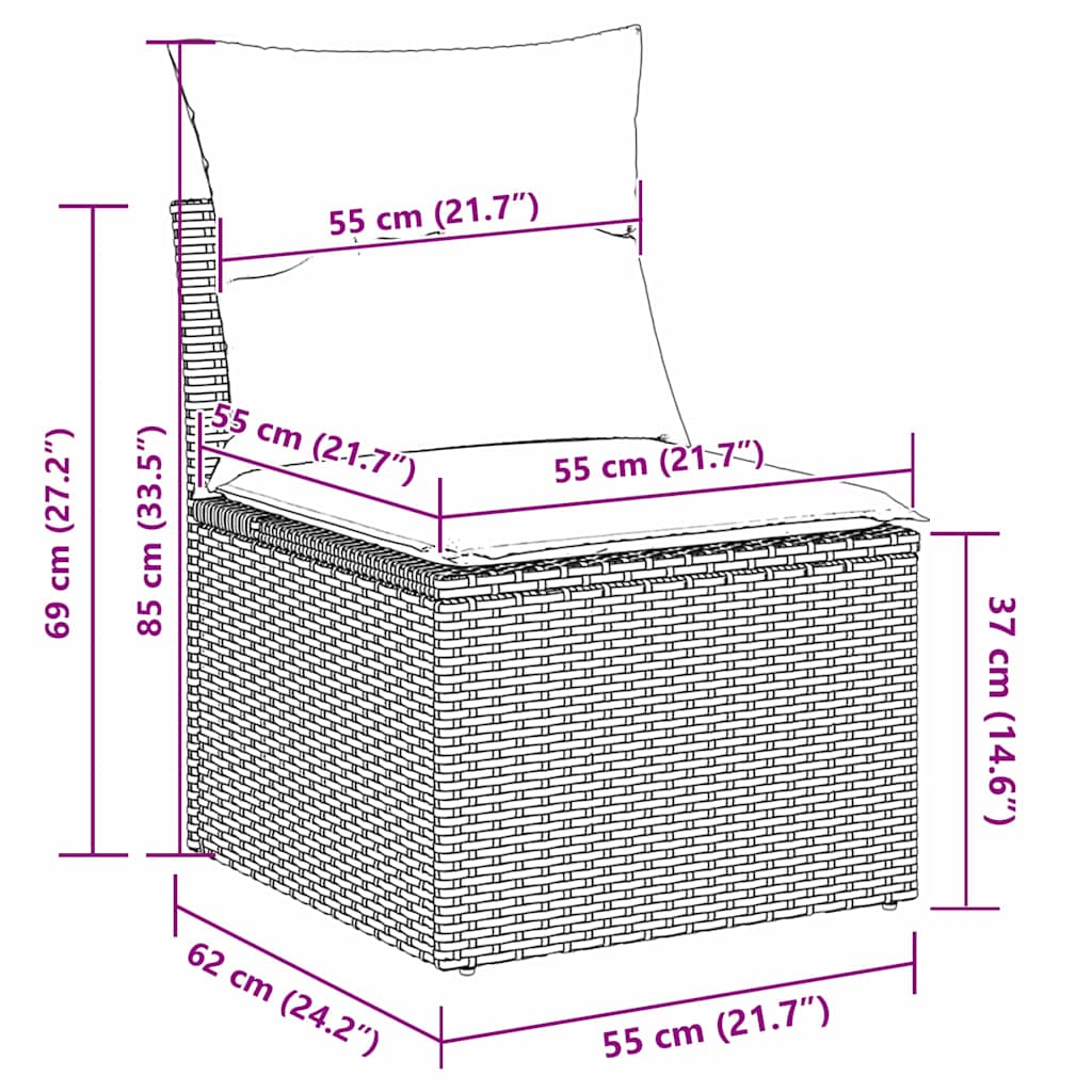 5-Teilige Garten Sofa Set Mit Kissen Poly Rattan Akazie