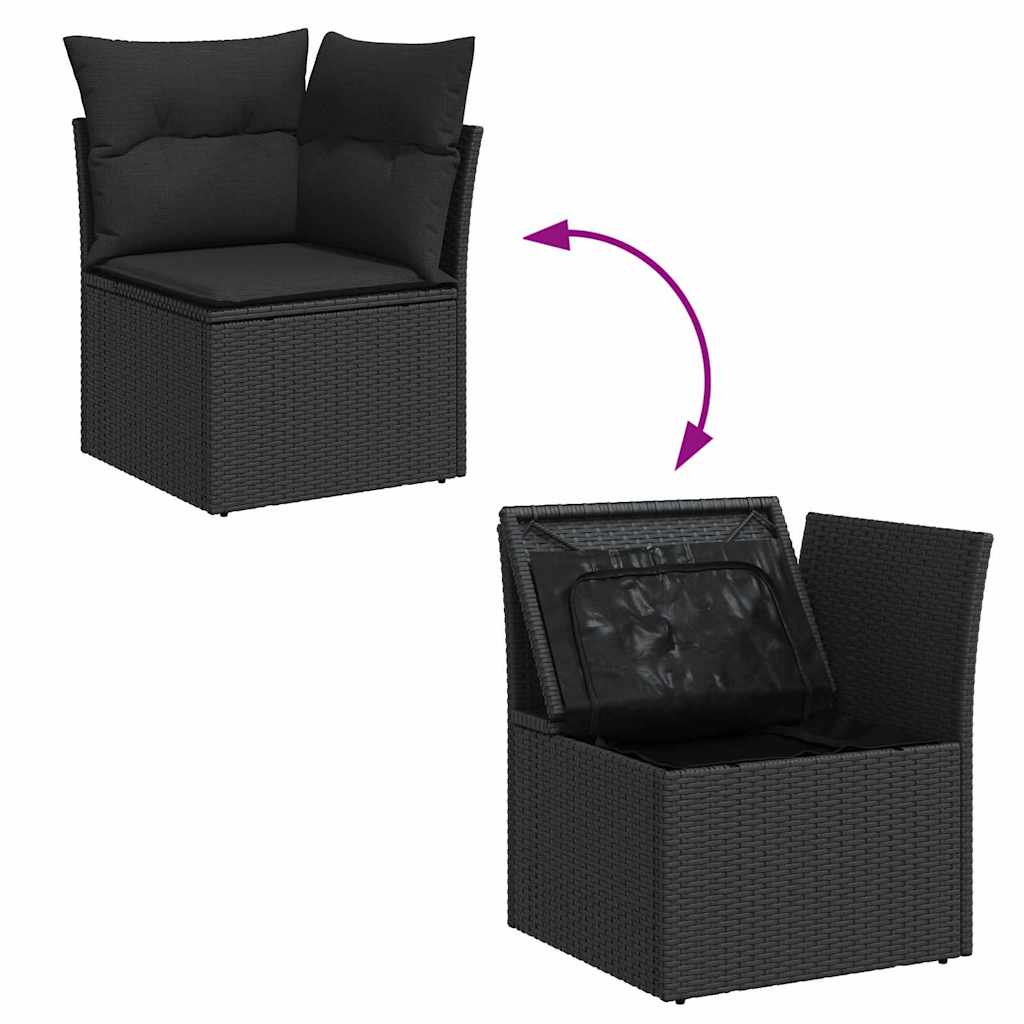 11-Teiliges Garten Sofa Set Mit Kissen Poly Rattan Akazie