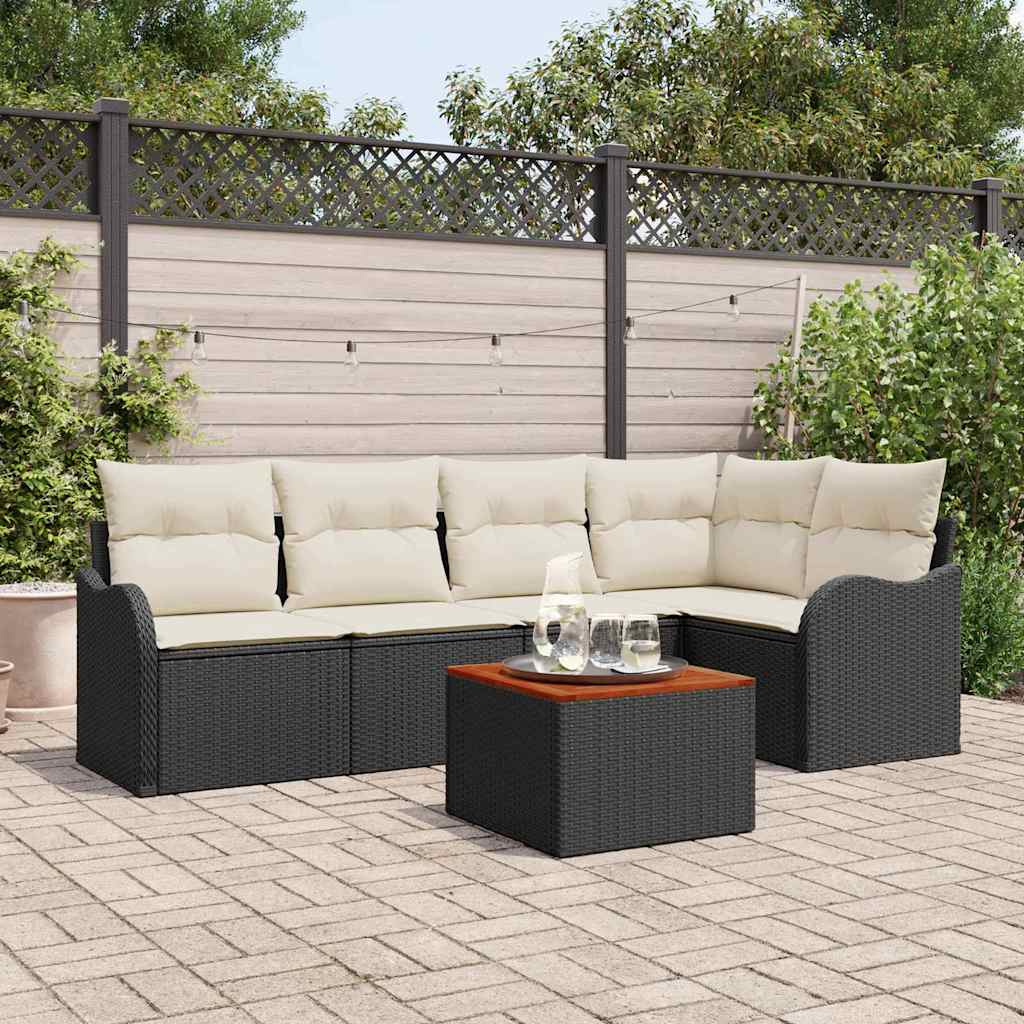 Garten-Sofa-Set 6 Pcs Groß Poly-Rattan & Stahl