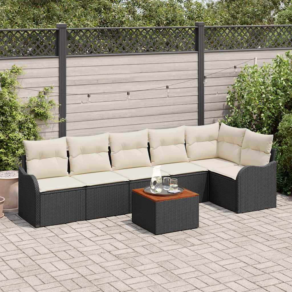 Garten Sofa Set 7 Pcs Groß Rattan, Holz