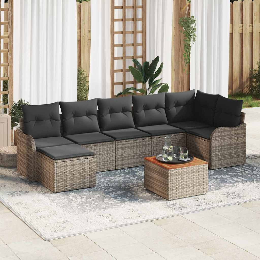 Garten Sofa Set 8 Pcs Beige, Hellgrau Groß Rattan