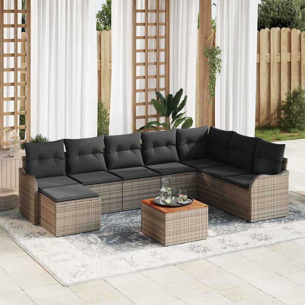 Garten-Sofa-Set 9 Pcs Beige, Hellgrau Groß