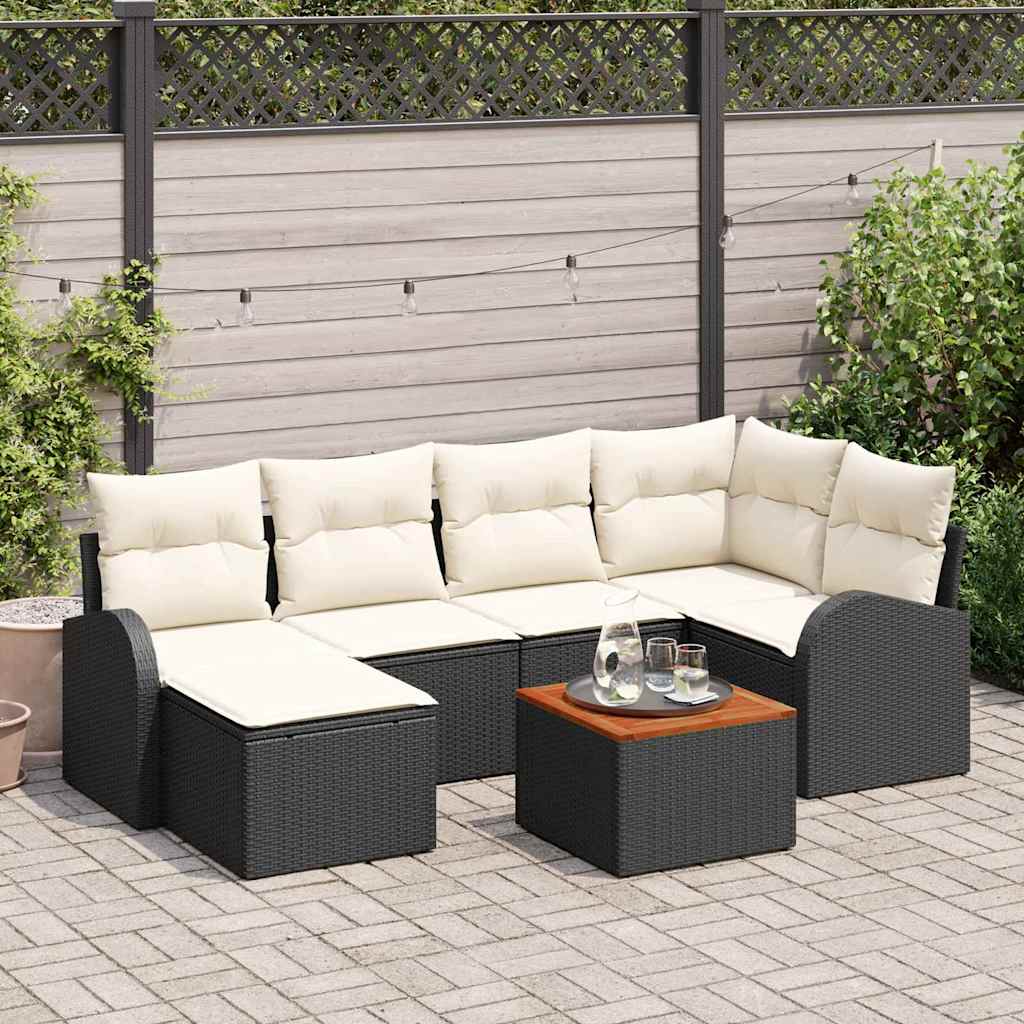 Gartensofa Set 7 Pcs Groß Rattan, Holz