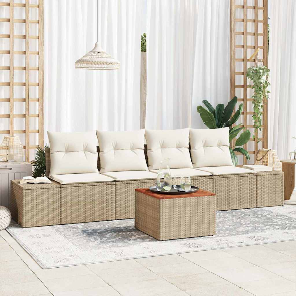 Garten-Sofa-Set 5 Pcs 55 X 55 X 37 Cm Rattan & Stahlrahmen