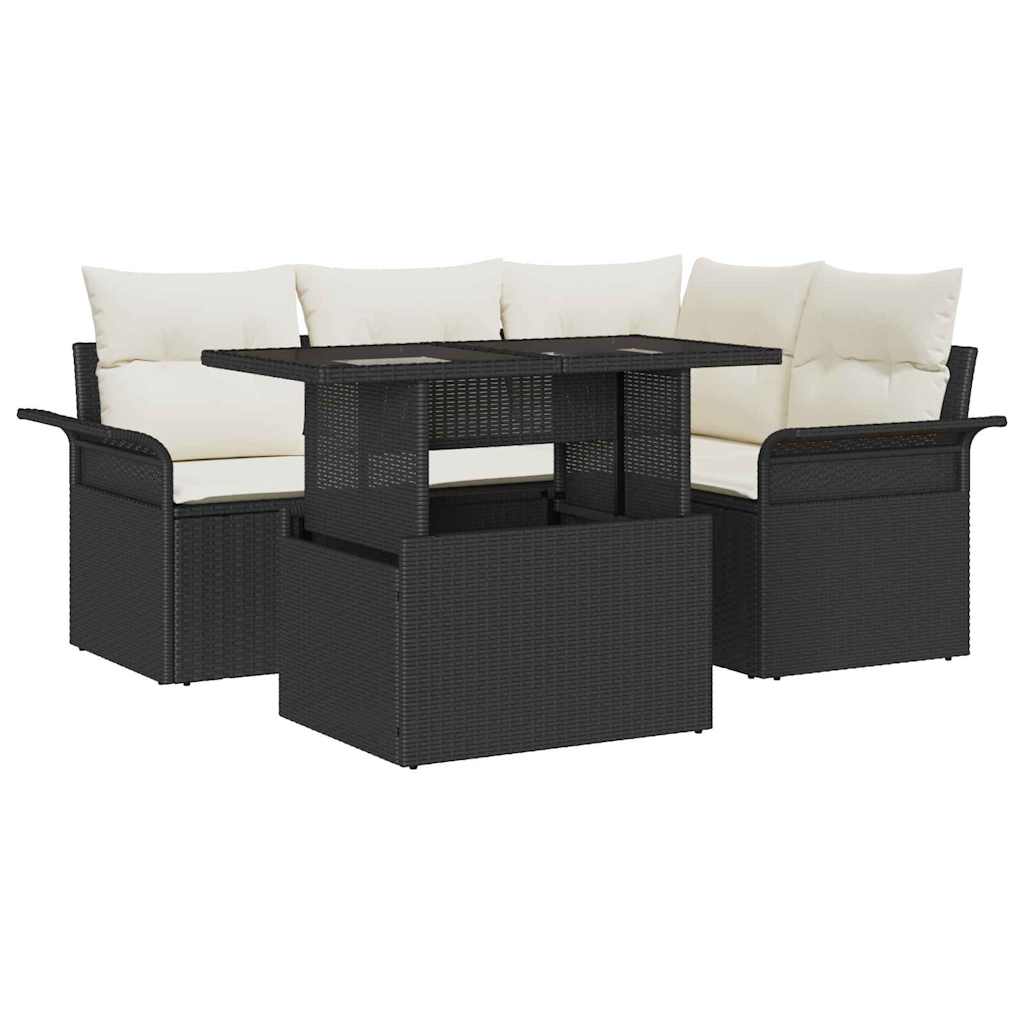 5-Teilige Garten Sofaset Mit Kissen Poly-Rattan