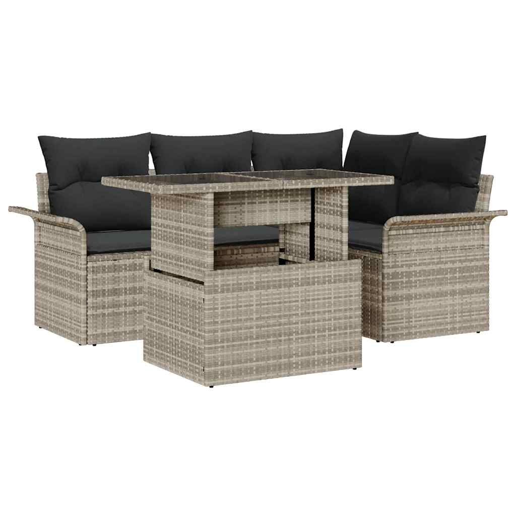 5-Teilige Garten Sofaset Mit Kissen Poly-Rattan