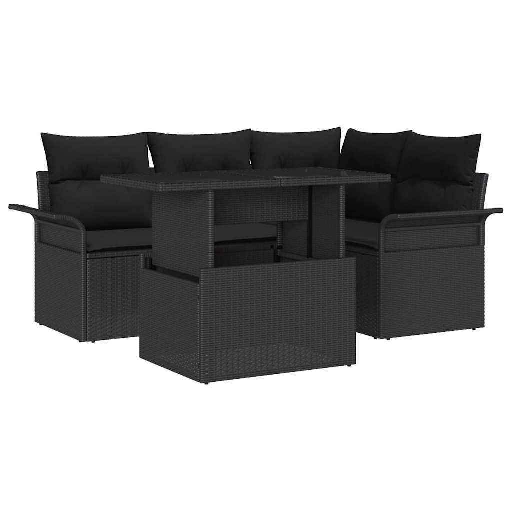 5-Teilige Garten Sofaset Mit Kissen Poly-Rattan