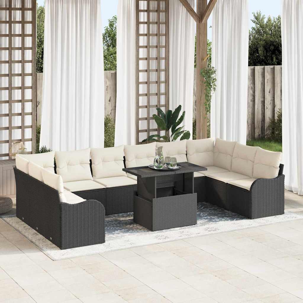 11-Teiliges Gartensofa Set Mit Kissen Poly-Rattan