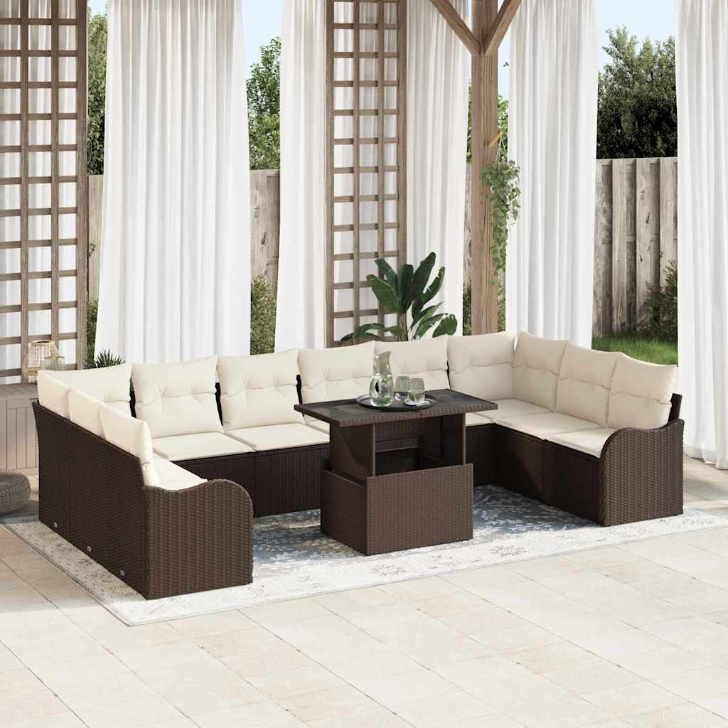 11-Teiliges Gartensofa Set Mit Kissen Poly-Rattan