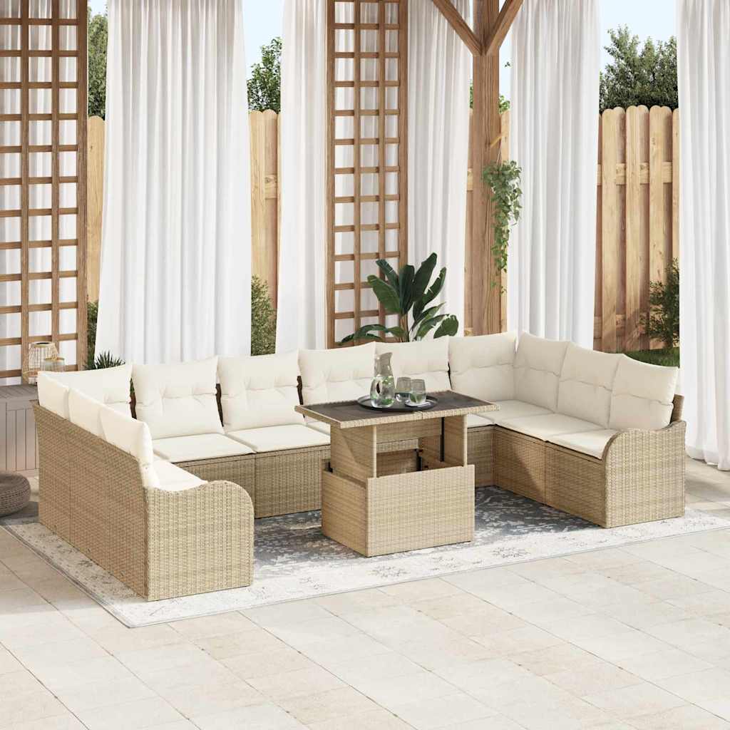 11-Teiliges Gartensofa Set Mit Kissen Poly-Rattan
